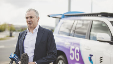Telstra chief executive Andy Penn in Canberra on Wednesday after Telstra announced Ericsson as its 5G partner.