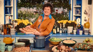 Julia Child on the set of her show The French Chef.