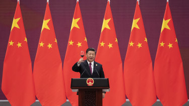 Xi Jinping raises his glass for a toast during the Belt and Road forum in Beijing in April 2019. 