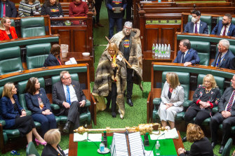 Co-chairs of the First Peoples’ Assembly Aunty Geraldine Atkinson and Marcus Stewart are introduced to parliament this week.