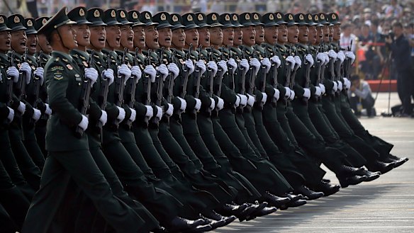 Hong Kong’s police and security forces will now march in the goose step used by the well-drilled People’s Liberation Army, seen here in 2019 in Beijing. 