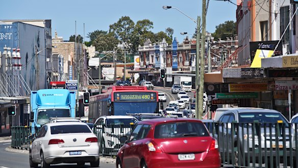 Traffic on Parramatta Road at Leichhardt. 