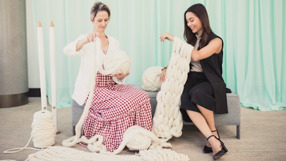 Textile artist Jacqui Fink and The Canberra Times journalist Serena Coady.