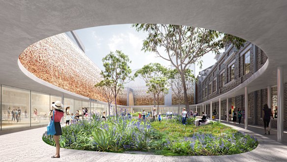 A computer-generated image of how the courtyard will look.