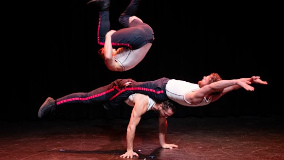 Head First Acrobats perform at the Fringe launch. Their show, Elixir Revived, is at Fool’s Paradise in the Entertainment Quarter until October 11.  