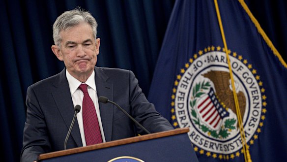 Fed chairman Jerome Powell during the news conference following the central bank's policy makers meeting in Washington.