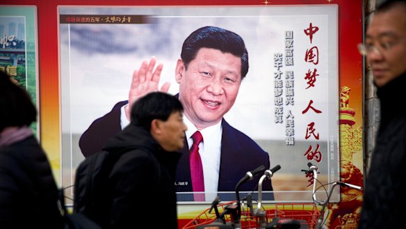 A billboard showing Chinese President Xi Jinping on a street in Beijing.