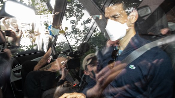 Novak Djokovic in detention Melbourne in January, before he was evicted from the country,
