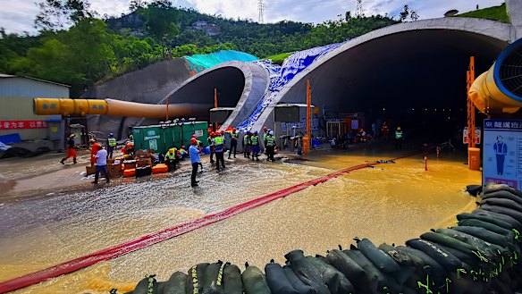 Flooded tunnel in Zhuhai city in south China’s Guangdong province.