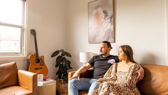 First home buyers Serehnonn and Dominic Lowe at their home in Newcastle.