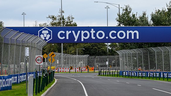 Crypton.com signage at Albert Park’s Formula 1 track, ahead of next week’s race.