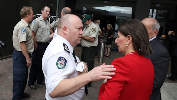 NSW Rural Fire Service Commissioner Shane Fitzsimmons with Premier Gladys Berejiklian.