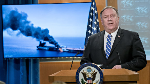 Mike Pompeo, US secretary of state, speaks during a press briefing at the State Department in Washington, DC.