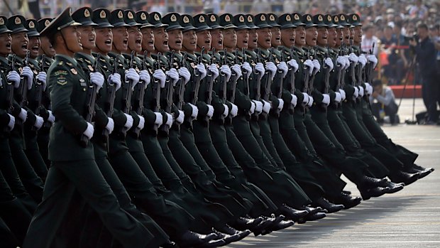 Hong Kong’s police and security forces will now march in the goose step used by the well-drilled People’s Liberation Army, seen here in 2019 in Beijing. 