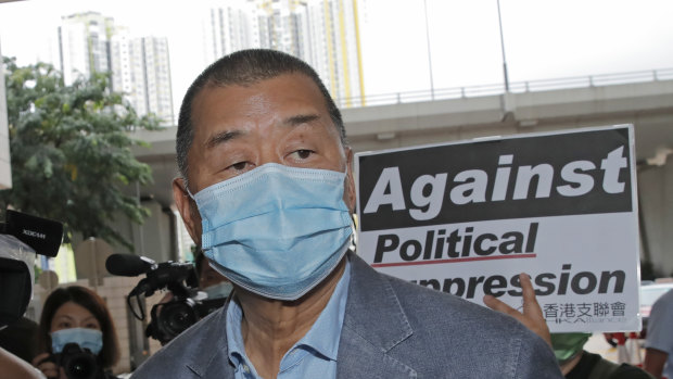 Jimmy Lai arrives at a court in Hong Kong in September.