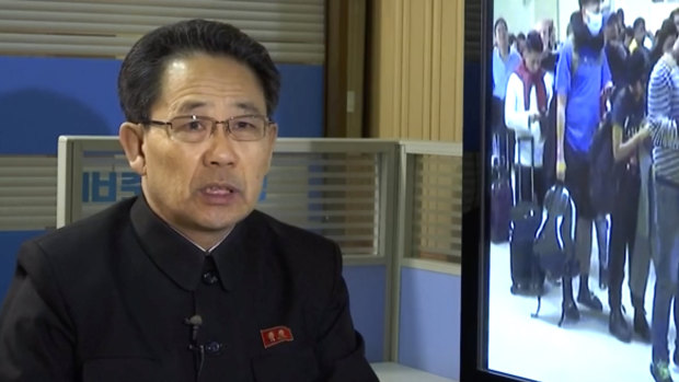 North Korea's Ministry of Health Director Kim Dong Gun talks about the country's efforts to contain the spread of the new coronavirus.