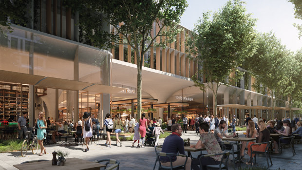 The plans include a tree-lined central boulevard with shops, cafes, restaurants and bars. 