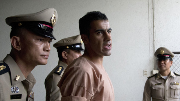 Hakeem al-Araibi arriving at court in Bangkok on February 4.
