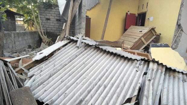 Damage caused by an early morning earthquake on the Indonesian island of Lombok.