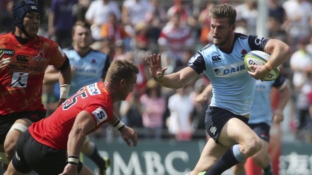 Winning edge: Rob Horne in action for the Waratahs in 2016. He has joined the Aussie men's sevens set-up as a mentor and periodic manager. 