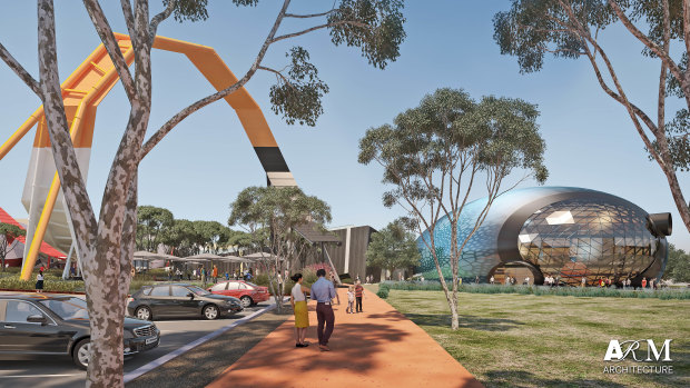An artist's impressions from the National Museum of Australia's Master Plan, with the Theatre of Things displayed on the right.