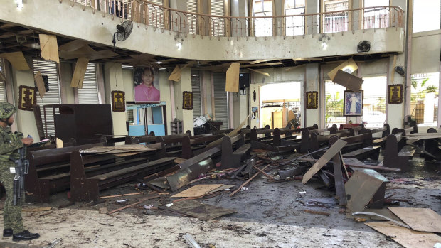 Inside a Roman Catholic cathedral in Jolo, the capital of Sulu province in the southern Philippines, after two bombs exploded on January 24.