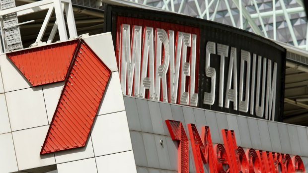 What’s in a name? Channel Seven’s office sits alongside the AFL and Marvel Stadium in Docklands. 
