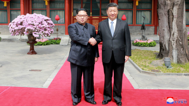 North Korean leader Kim Jong-un with Chinese President Xi Jinping in Beijing.