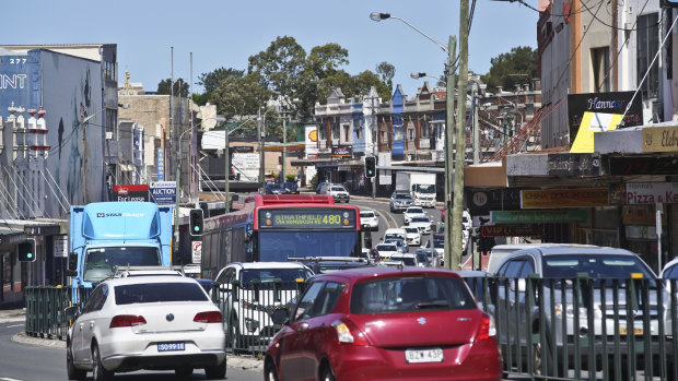 Traffic on Parramatta Road at Leichhardt. 