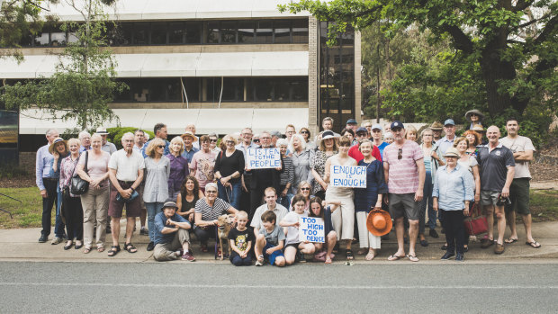 Residents protesting last December about the proposed building on Constitution Avenue.