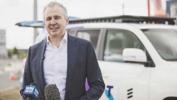 Telstra chief executive Andy Penn in Canberra on Wednesday after Telstra announced Ericsson as its 5G partner.