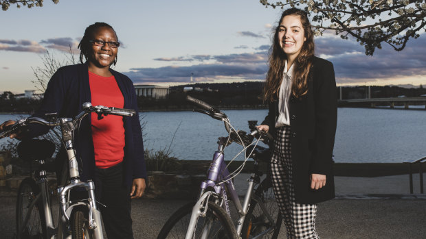 Girls on Bikes ACT coach Mumbi and program director and founder Sophie Fisher.