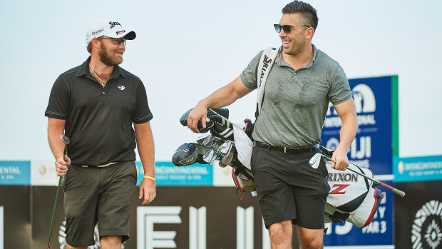 Odd couple: Matt Stieger with caddy Braith Anasta.