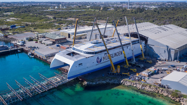 Austal's new catamaran is bound for Denmark.