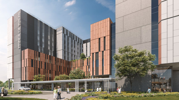 An artist's impression of the planned Acute Services Building at Prince of Wales Hospital at Randwick.