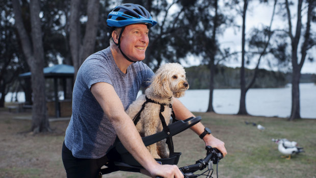 The Steele family take their dog Archie on cycling trips using the Buddy Rider seat.