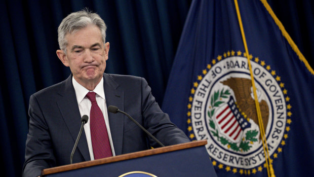 Fed chairman Jerome Powell during the news conference following the central bank's policy makers meeting in Washington.