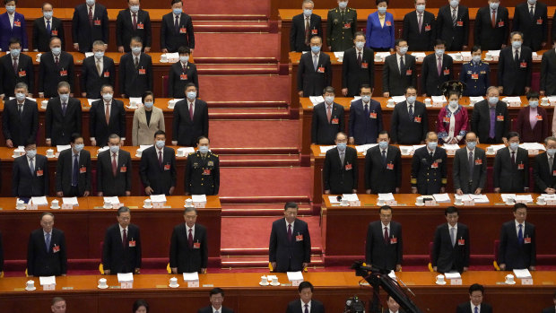 China’s president Xi Jining centre stage in Beijing’s Great Hall of the People on Friday.