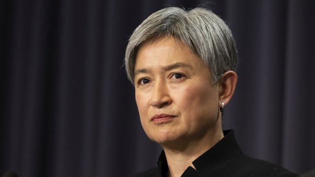 Under fire from Israel: Foreign Minister Penny Wong.