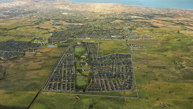 An aerial depiction of the proposed housing development in Melbourne's west.