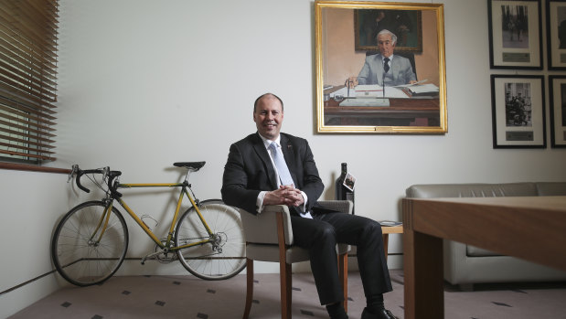 Treasurer Josh Frydenberg in his office at Parliament House. 