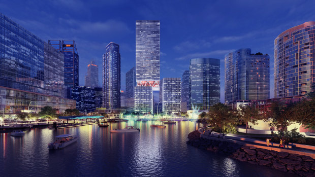 Artist's impression of the proposed towers at Elizabeth Quay. 