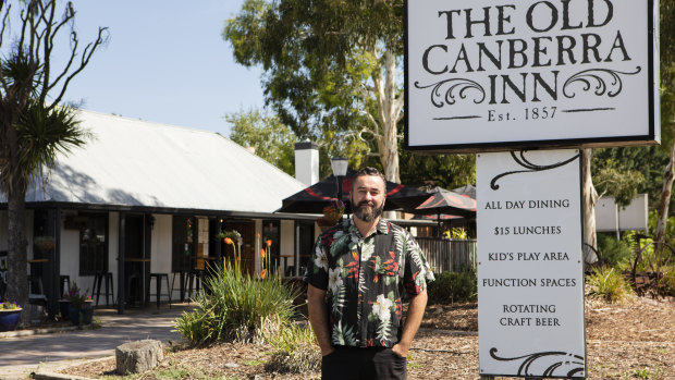 Ben Johnston of the Meem Collective outside the Old Canberra Inn in Lyneham.