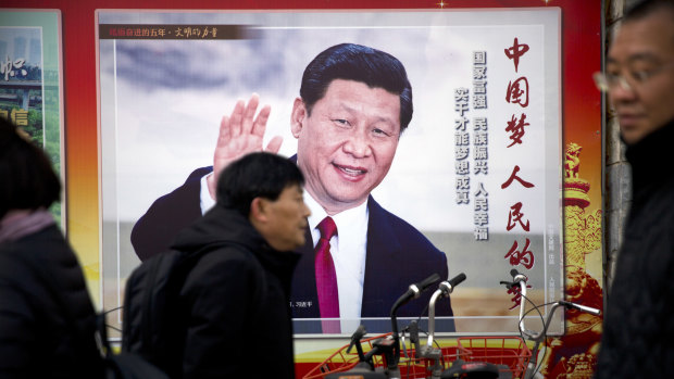 A billboard showing Chinese President Xi Jinping on a street in Beijing.