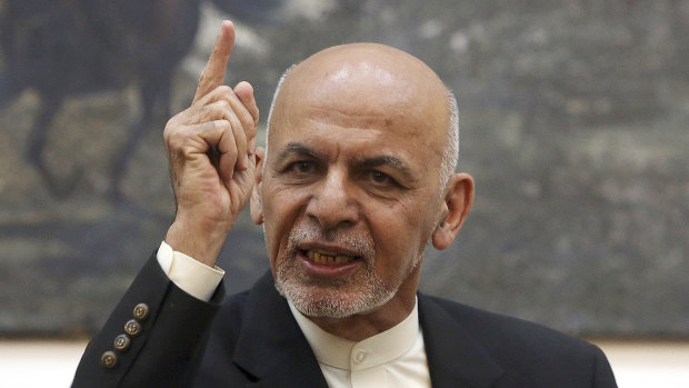 Afghan President Ashraf Ghani speaks during a press conference at the presidential palace in Kabul, Afghanistan. Talks next month in Moscow to discuss a peaceful end to 17-years of war in Afghanistan that includes a place at the table for the Taliban has ruffled feathers in Washington and Kabul.