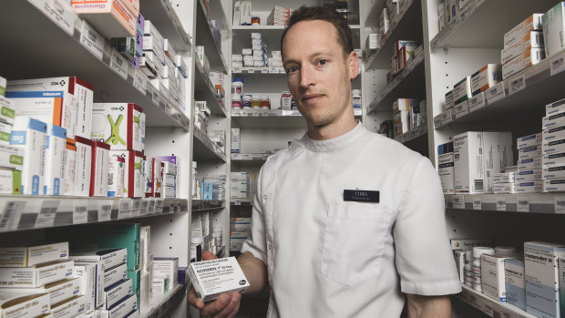 Chemist on Northbourne pharmacist Chris Lawler. The pharmacy is one of few stocking the contraceptive pill  Norimin following a national shortage