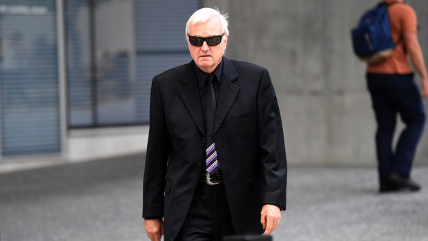 Theresa Dalton's former husband Malcolm Stewart leaves the Supreme Court in Brisbane on Tuesday.