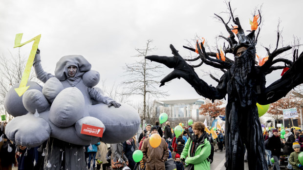 Thousands of people march in Berlin in December to demand that Germany make a quick exit from coal-fired energy.