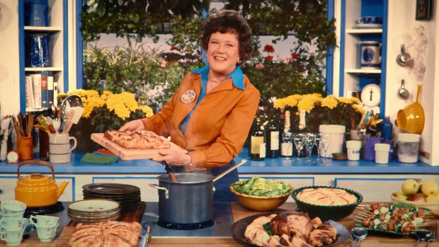 Julia Child on the set of her show The French Chef.