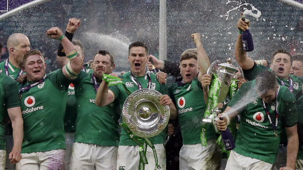Grand slam: Ireland are ranked second in the world ahead of their June tour to Australia after winning the Six Nations title. 